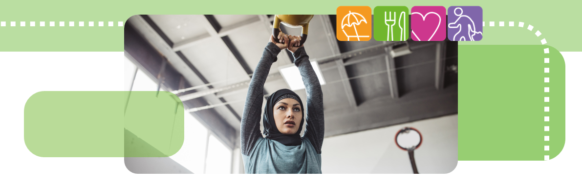 Image of person swinging kettle bell in air above head