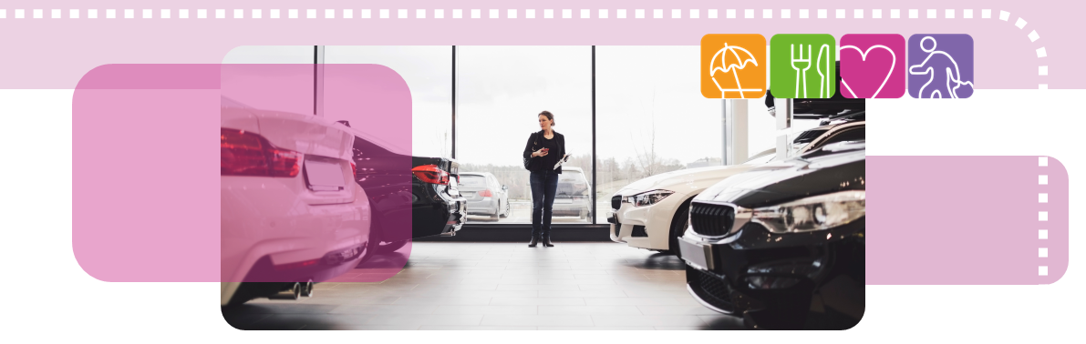 Person looking at cars inside car dealership